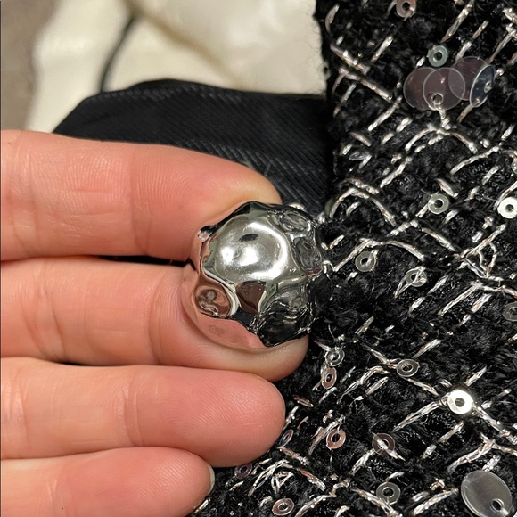 Zara Women's sequin accented Black and White Tweed Jacket  - new- stunning - Picture 7 of 8